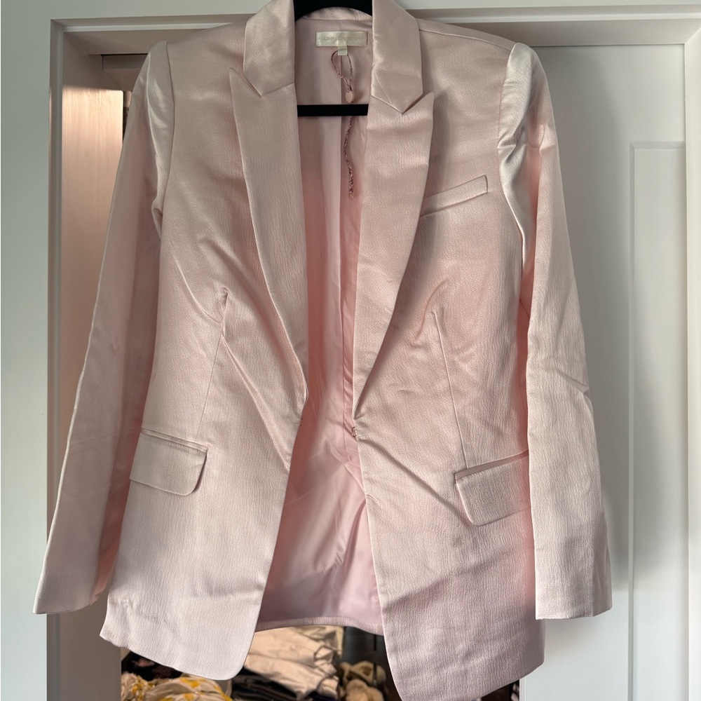 LoveShackFancy Pink Tailored Blazer Jacket